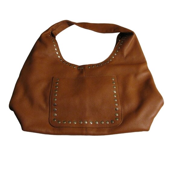 Laggo Handbags - Laggo Mara Hobo Bag Brown Genuine Leather Studded Accents NEW